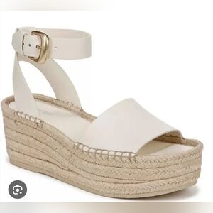 Size 9 Vince Belisa  White Espadrille Wedge Sandal with Ankle StrapRetail 330$
